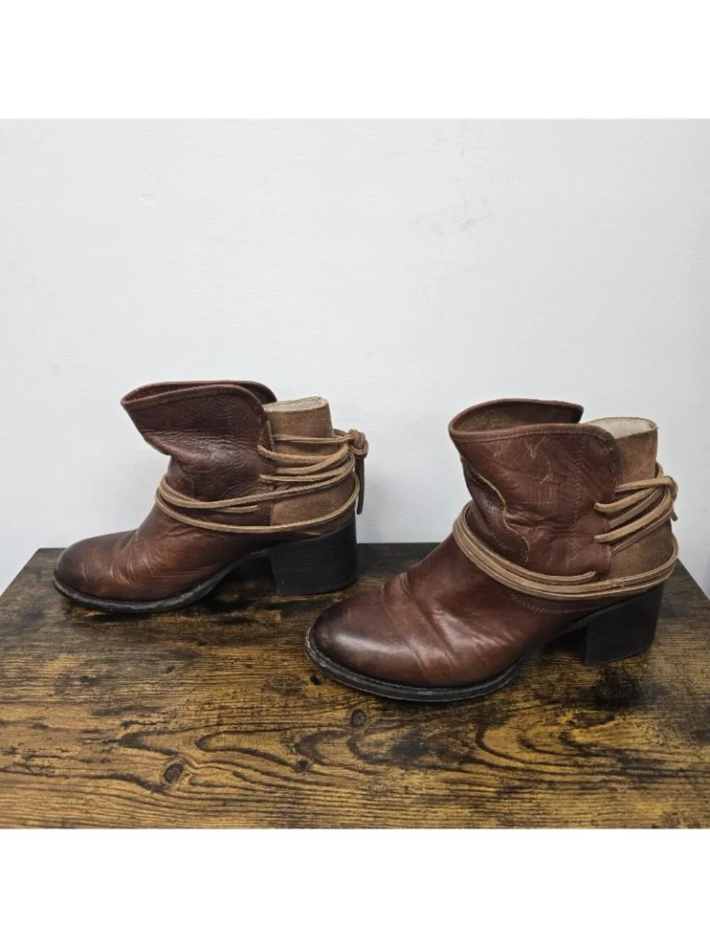Freebird by Steven Casey Ankle Boots Women's Size 9 Brown Cognac Leather
